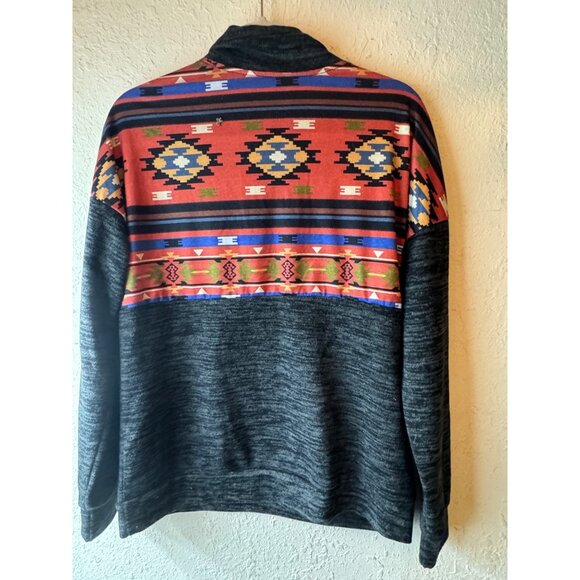 Southwestern Aztec Print 1/4-Zip Pullover Sweater sweatshirt long sleeve xl READ - Picture 8 of 8